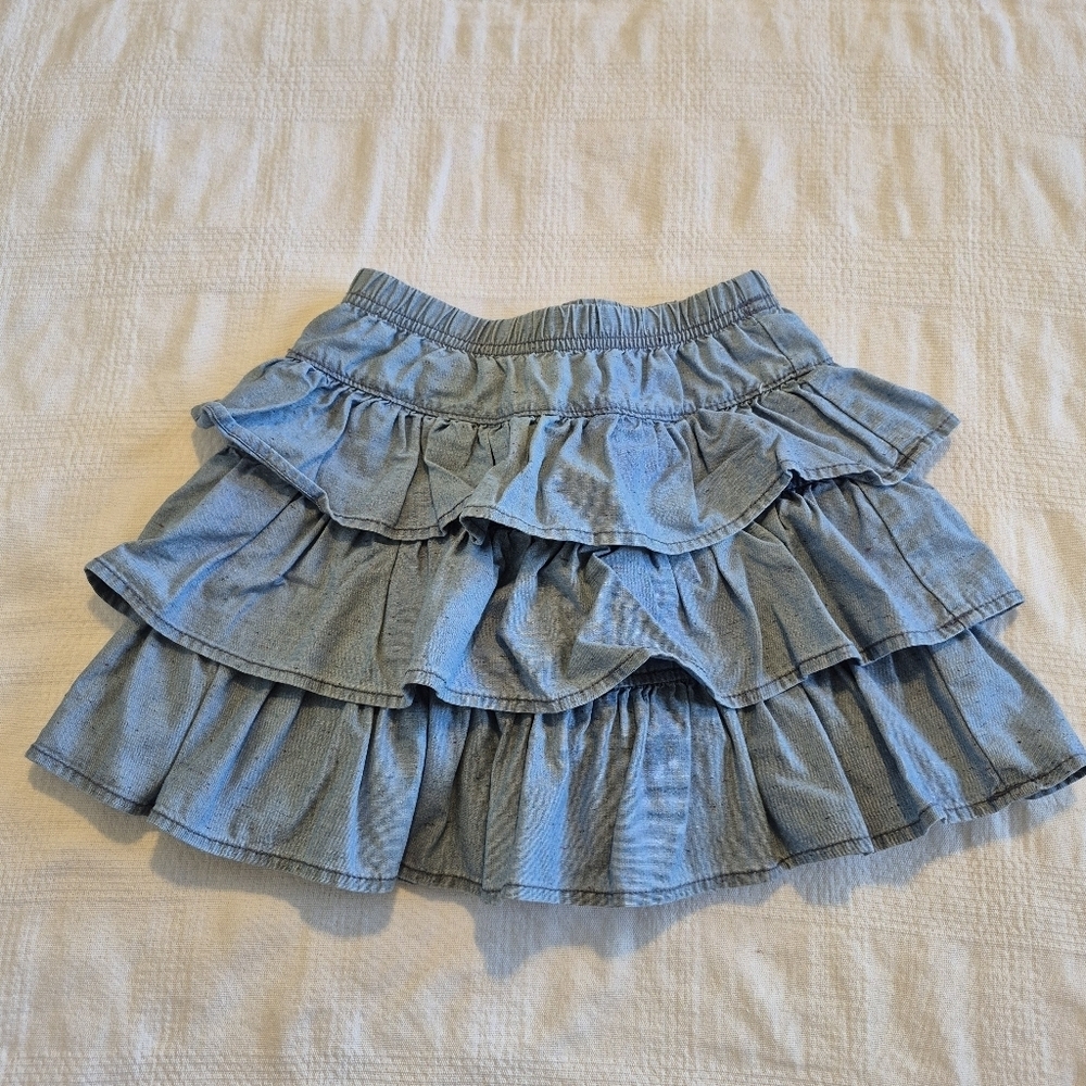 Hanna Andersson girls size 120 or 6-7 chambray skirt with modesty shorts VGUC